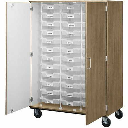 I.D. SYSTEMS 67'' Tall Roman Walnut Mobile Storage Cabinet with 36 3'' Bins 80243F67021 538243F67021